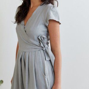 100% Linen Sugar Candy Mountain Angela Jumpsuit Water (Light Blue/Gray) Small